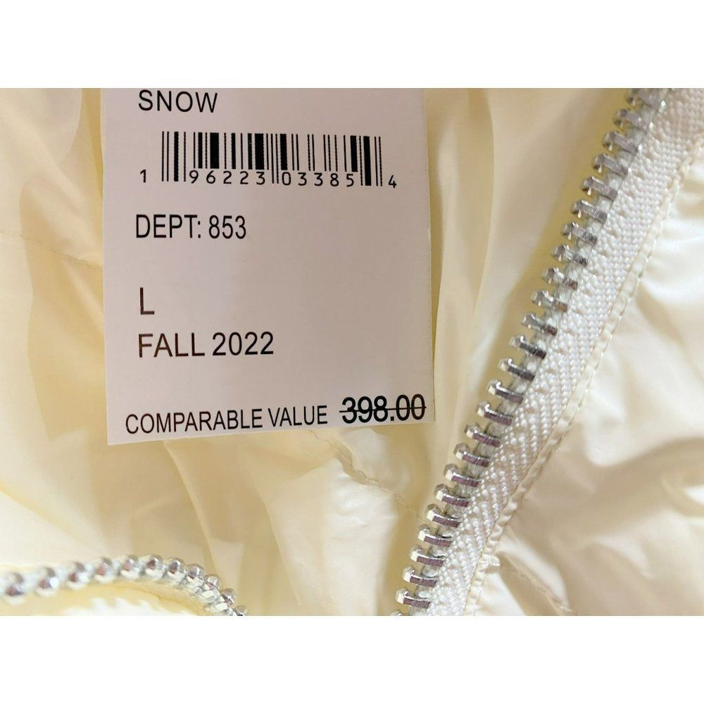 Walter Baker Genesis Puffer Jacket Sz L Winter White Front Zip Cozy & Warm NEW - Picture 6 of 7